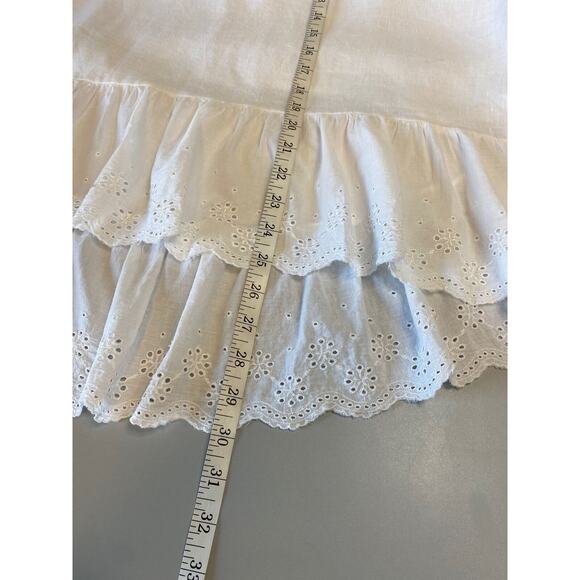 Bellambra White Eyelet 100% Linen Tunic Top Oversized Ruffled Made In Italy - Picture 11 of 11